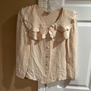 Valentino Boutique Ruffled Blouse Womens Size 4 Cream Does Have Some Flaws